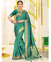 Teal Banarasi Art Silk Woven Saree
